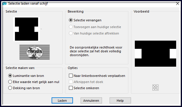 Selecties - Selectie laden/opslaan - Selectie laden vanaf schijf : SELECTION 3 181 